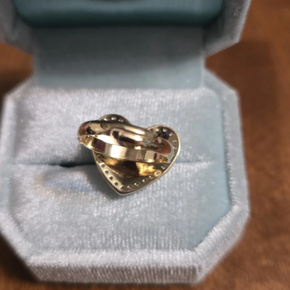 Elegant Heart-Shaped Silver and Gold Ring
